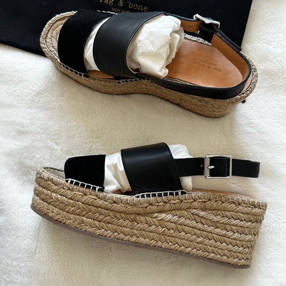 Rag & Bone - Edie Wedge Sandal - Size 39 - BLK - Picture 6 of 9